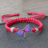 Link Bracelets Vintage Purple Dragonfly Pendant Braided Handmade Adjustable Bangles For Women Men Yoga Healing Meditation Jewelry