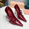designer shoes designer heels women shoes Burgundy Pumps Patent leather buckles Ankle Strap Sandal Stiletto Dress Shoes Slingback luxury womens heels high heel