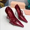 buty designerskie buty designerskie buty damskie Burgundowe pompki patentowe skórzane klamry kostki pasek sandałowy sukienka sukienka buty luksusowe obcasy damskie obcasy wysokie