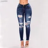 Women's Jeans New Stylish Womens High Waisted Pants Slim Pencil Jeans Trousers Plus Size 240304