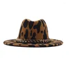 Cappelli a palla larga cappello Fedora in stile vintage con accento a catena - cowboy jazz occidentale unisex per uomini e donne