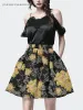 jupe Vintage jaune Jacquard femmes Tutu jupe printemps été nouvelle taille haute plissée grande balançoire au-dessus du genou jupes courtes avec poches