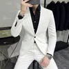 Mäns kostymer 2024Boutique High-End Pure Feel (kostymbyxor) Fashion Business Handsome Trend Korean Version Slim Suit Two-Piece