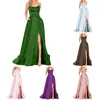 Robes décontractées Femmes Robe De Bal Ladie Longue Élégante Solide Halter Dos Maxi Dresse Satin Spaghetti Party Robe