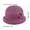 Berets Women Winter Knit Bucket Hat 1920s Vintage Bowler Round Brim Warm Thick Fleece Lined Caps Lady