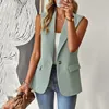 Women's Vests Office Lady Blazer For Women Solid Single Button Sleeveless Jackets Summer Elegant V Neck Blazers Vest Female Clothing