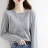 Offseason clearance Sticked Cardigan Womens Fine Lmitation Wool Spring and Autumn Kort runt halströja Löst kappa 240229