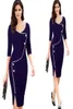2020 nouvelles robes d'automne pour dames vêtements formels trois quarts manches genou longueur col en V femmes 039s robe crayon travail mode9655979