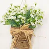 Dekoratif Çiçekler Krem Hydangea Kapı Askı Çiçeği Rattan Sepet Kolye Kır Çartı Çelenk Süsler Hediyeler Ev Dekoru Düğün Partisi İçin