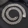 Bracelet cubain en forme de T de 14mm, colliers Miami, chaîne à maillons cubains plaqués or 18 carats, chaîne cubaine en Zircon cubique glacé, collier Hip Hop