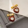 Französische Frühlingsmode Love Bow Rote Ohrringe voller Diamanten Kristall Designerschmuck E2024-9