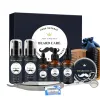 Produtos 10 pçs conjunto de cuidados com a barba soro óleo bálsamo barba pente escova de cerdas tesoura barba óleo crescimento da barba conjunto masculino