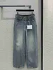 Damesjeans Designer Jeans 2024 Nieuwe Lente Zomer Mode Panelen Recht Merk Dezelfde Stijl Broek Luxe Dameskleding 0112-18 240304