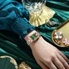 Montres-bracelets POEDAGAR Vert Petit Cadran Dames Montres Square Top Luxe Diamant Marque Rose Or Bracelet En Acier Femmes Bracelet Étanche