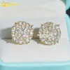 Luxury Hip Hop Yellow Gold Certified Iced Out Top Quality Solid 18K Gold Lab Diamond Earrings