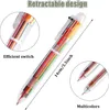 50 pacote multicolorido esferográfica diversão canetas 05mm 6in1 arco-íris retrátil crianças escritório escola sala de aula suprimentos estudantes presente 240229