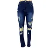 Jeans da donna Jeans alla moda Leggings in denim lavato con foro rotto Pantaloni lunghi primaverili Taglie forti 240304