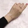 Link Bracelets LEEKER Shiny Pin Shape Charm Bracelet Rose Gold Silver Color Chain Tiny Crystal Friendship Bijoux Femme On Hand ZD1 K2