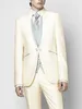 Garnitury męskie Kuson Men Full garnitur White Party Wedding Wedding Tuxedo Slim Fit Mens Formal Prom 3 szt. (Kamizelka z kurtkami) Zestaw kostiumy