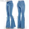 Jeans Jeans Wepbel Mid-taille Veterbroek Denim Stretchkleding Uitlopende lage taille Skinny Bodycon 240304