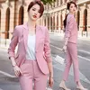 Pantaloni a due pezzi da donna Set da ufficio rosa per pantaloni da donna Completo da donna 2 pantaloni Verde Completo professionale Blazer e baggy Promozione D