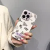 iPhone 15 Pro 14 Plus 13 12 11 XR X XS Max Camellia Chromed Metallic Silver Bling Lucky Hard PC TPU Shockproof Fine Hole Phone Cover