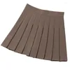 Skirts Pleated For Women Fashion 2024 Summer A Line High-waisted Korean Style School Girl Uniform Brown Skirt Women's Clothing