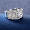 2024 Choucong Wedding Ournings luksusowa biżuteria 925 srebrny okrągły krój biały 5a Cubic Cyrcon Pave Cz Diamond Party Women Men Men Eleganc Band Ring Prezent