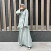 Ethnische Kleidung Muslimische Sets für Frauen Naher Osten Arabische Mode Langarm Schnürung Offenes Hemd Großes Swing Kleid Abayas Dubai