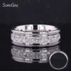 Starsgem Custom Mens Eternity Jewelry D VVS Princess Cut Moissanite10Kホワイトゴールドウェディングリング