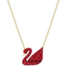 Cigno da donna alla moda con cuore pulsante e ciondolo con diamanti in oro 14 carati, collana stile INS, gioielli regalo emozionale per le donne, marchio Love Swar