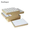 Luxury Gold White Pu Leather Necklace Ringörhängen Holder Jewel Tray Series Jewelry Disply Jewelery Organizer Box 240222