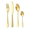 4 Pçs/set Conjunto de Talheres de Ouro Talheres de Aço Inoxidável Conjunto de Talheres Louça Ocidental Garfo Dourado Colher Faca Bife Utensílio de Cozinha HW0167