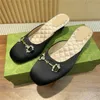 2024 elegante Sommer Frauen Hausschuhe Sandalen Marke Designer Runde Kappe Mode Metall Dame Diamant Hausschuhe Süße Schwarze Weibliche Pantoletten Strand außerhalb Schuhe Große Größe