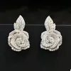 Fiore di fascino Moissanite Orecchini con perno di diamanti 100% vero argento sterling 925 Orecchini di nozze promesse per le donne Regalo di gioielli per feste