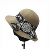 Berretti Cappelli invernali da donna Fedora a tesa larga in feltro di lana da donna ampio cappello a cilindro rotondo con fiore cloche vintage