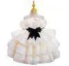 Robe princesse à fleurs longueur thé pour filles, tenue de bal en Organza, robes de fête de mariage, de noël, robes de premier anniversaire pour filles