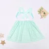 Clothing Sets 2024 Baby Girls 1-8T Dress Green One Piece Crab Embroidery Clothes Lace Bodysuit Sweet Skirt Bluey Stripes Outfits Toddler