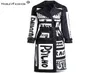 Women039S Trench Coats 2022 Autumn Winter Women Long Coat Letters Trycker High Street Stylish Graffiti Casual Quality Windbrea3610811