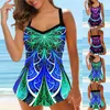 2023 Womens Beach badkläder Fashion Print Tankini Sexig Bikini Set Summer Swimming Two Piece Y240223