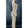 Scen Wear Luxury Diamond Rhinestone Maternity Dress Crystal Fringe For Po Shoot Baby Shower Stretchy Gravidity Outfit