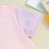 Conjuntos de roupas bebê 2 peças roupas contraste cor manga curta camiseta e shorts elásticos conjunto para criança menina menino roupas de verão