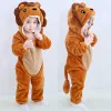 Enstycken babykläder vinter rompers fleece björn mus leopard kigurumi pajamas barn jumpsuits blå bodysduits småbarn pojkar flickor onesies