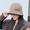 Womens Hat Winter Warm Knit Bucket Fisherman Hatts Female Fashion Korean Beanie Lady Retro Black Panama Cap för kvinnor 240227