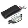 Sunglasses For Men 1.0- 4.0 Anti-Radiation Black Frame Resin Folding Reading Glasses With Storage Bag Women's Key Chain