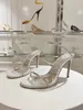 Rene Caovilla Crystal High Heel Sandals Fashion Snake Wrapped Ankle Dress Shoes 2024 New White Wedding shoes Luxury Designer Shoes