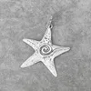 Hänge halsband 3st tibetansk silver stor hamrad snidad spiral virvel stjärna stjärnfisk charm för diy halsband smycken tillverkning leveranser