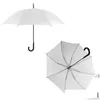 Parapluies Sublimation Parapluie vierge Polyester Protection de l'eau Coupe-vent Revêtement de transfert de chaleur Parasol Cadeau de Noël 917 Drop Del Dhvbi