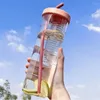 Vattenflaskor 700 ml Portable Fruit Infusing Infuser Bottle Plastic PC med halmjuice Läcksäker sport Summer Drinkware