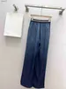 Damskie dżinsy luksusowe dżinsy moda moda niebieska talia dżinsowa dżinsowa spodnie proste dżinsowe spodnie Jakość dżinsów mody T1 240304